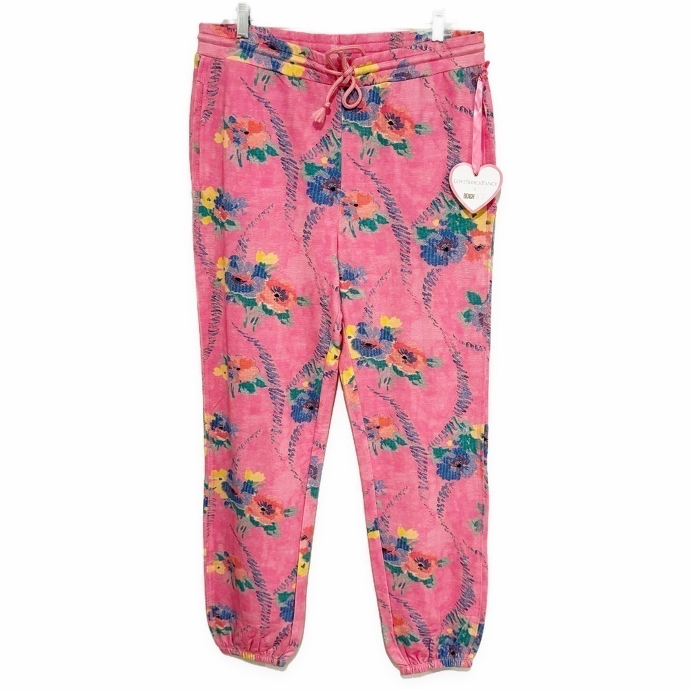 LoveShackFancy x Beach Riot Banded Sweatpants Joggers Pink Size Large - Picture 5 of 9